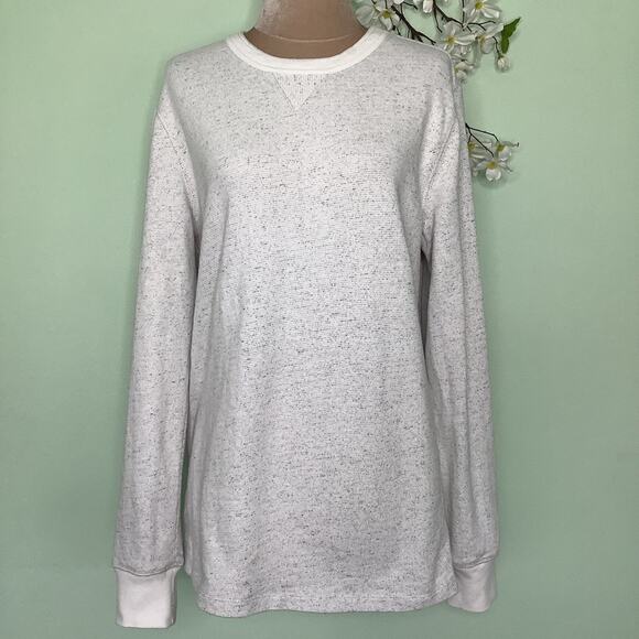 GAP Tops - GAP Dorito Long Sleeve 100% Cotton Slub Thermal Boyfriend Sweatshirt in Snow Cap
